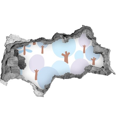 3D muursticker gescheurde muur Landschap met bomen
