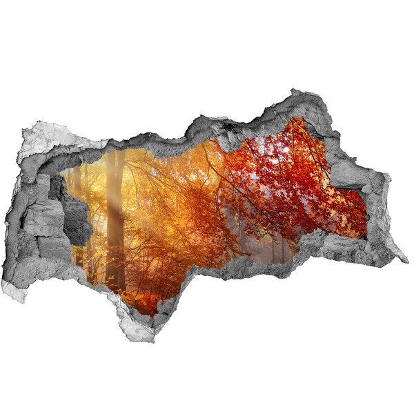 Dziura 3d w ścianie naklejka Złota jesień w lesie