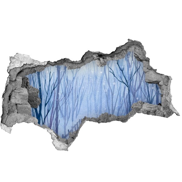 Dziura 3d w ścianie naklejka Zimowy krajobraz przez dziurę w ścianie