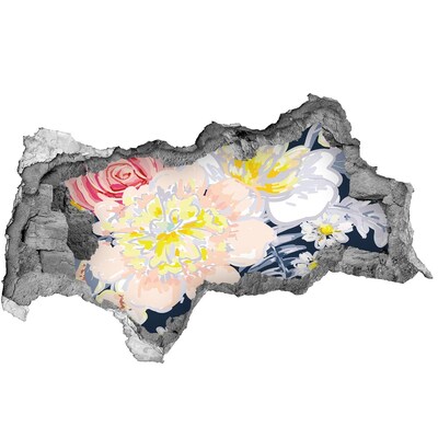 3D sticker gat in stenen muur Bloementuin achter de muur