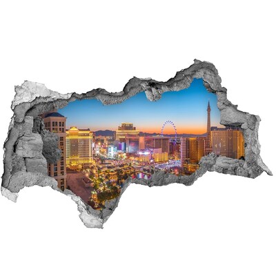 3D muursticker gescheurde muur Las Vegas 's nachts