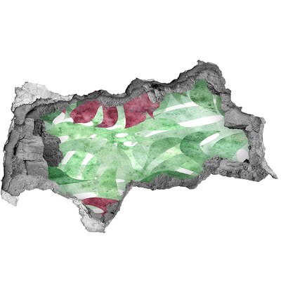 3D sticker gat in stenen muur Tropische jungle