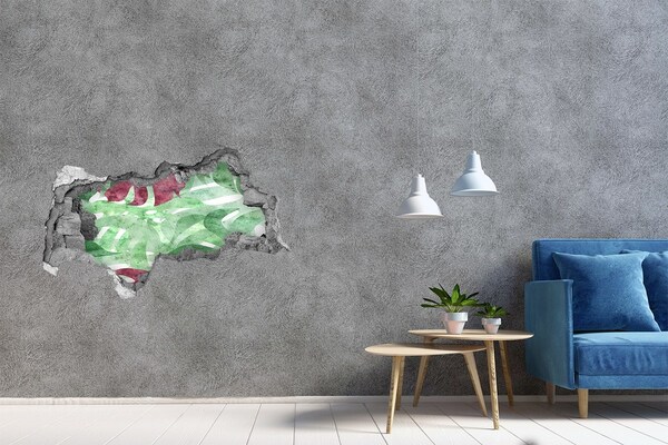 3D sticker gat in stenen muur Tropische jungle
