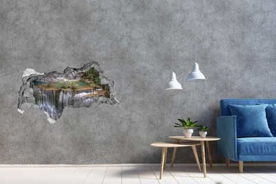 Wandsticker 3D doorkijk Waterval in de jungle