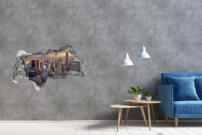 3D muursticker gescheurde muur Uitzicht op New York