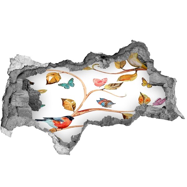 Dziura 3d fototapeta naklejka Ogród w dziurze w ścianie