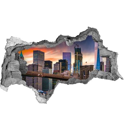 3D muursticker gescheurde muur Brooklyn Bridge in New York