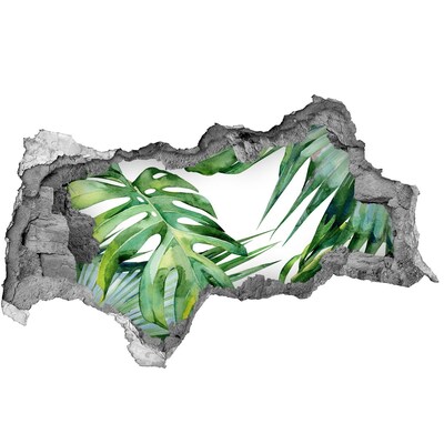 Wandsticker 3D doorkijk Groene jungle achter de muur