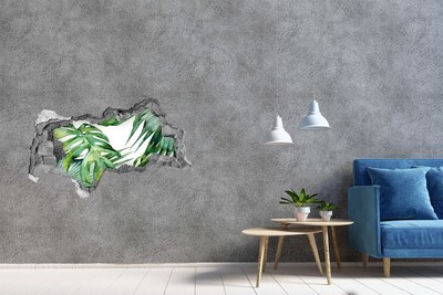 Wandsticker 3D doorkijk Groene jungle achter de muur