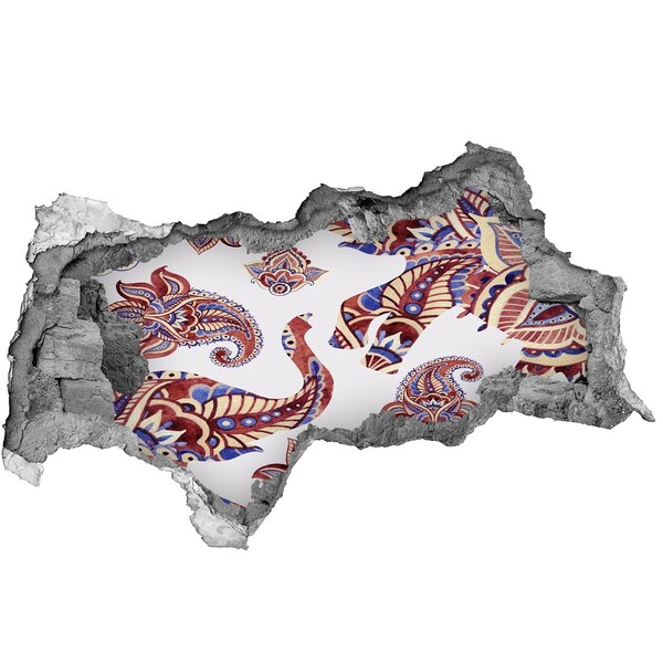 Dziura 3d fototapeta naklejka Kolorowe wzory w dziurze w ścianie