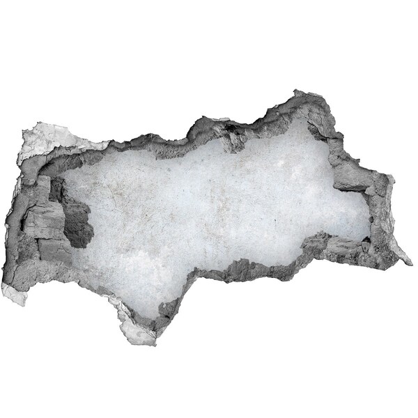 3D muursticker gescheurde muur Een beschadigde muur met een blauwe achtergrond.