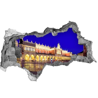 Fototapeta dziura na ścianę 3d Krakowski Rynek Główny w nocy
