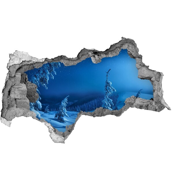 3D muursticker gescheurde muur Winterlandschap in de bergen