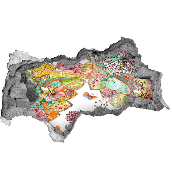 3D muursticker gescheurde muur Een bloemenparadijs achter de muren.