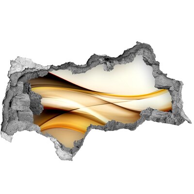 Wandsticker 3D doorkijk Gouden golven in een gat in de muur