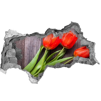 3D muursticker gescheurde muur Bloemen in beton