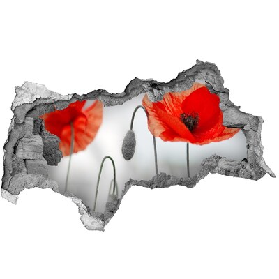 3D sticker gat in stenen muur Bloemen in een gat in de muur