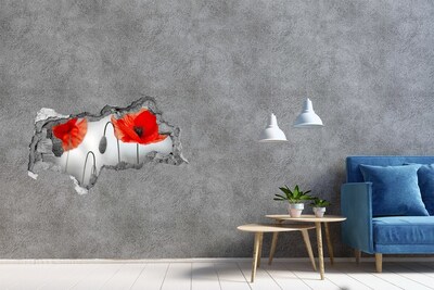 Samoprzylepna naklejka na ścianę fototapeta Kwiaty w dziurze w ścianie