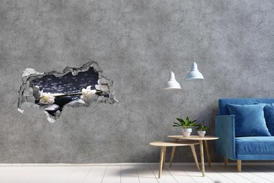 3D muursticker gescheurde muur Bloemen op de stenen