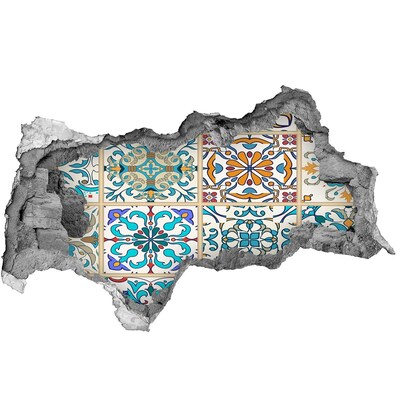 3D sticker gat in stenen muur Kleurrijke tegels in Marokkaanse stijl