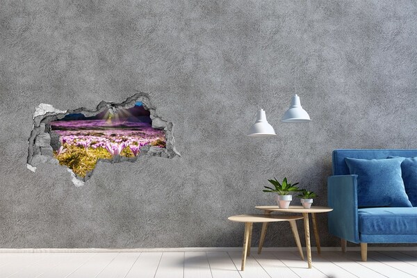 Dziura 3d w ścianie naklejka Kwiatowe pole w promieniach słońca