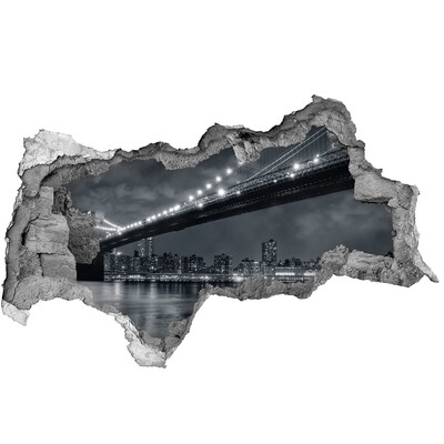 Fototapeta dziura na ścianę 3d Most Brooklyński w nocy