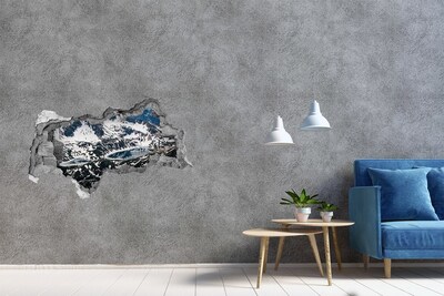 Dziura 3d w ścianie naklejka Górskie Jezioro w Alpach