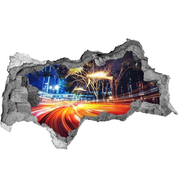 Fototapeta dziura na ścianę 3d Miasto w ruchu nocą