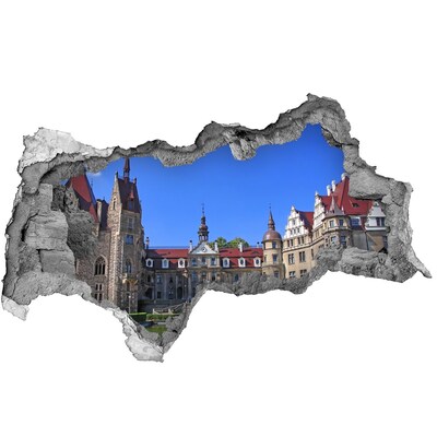 Zelfklevende 3D wandsticker illusie Een kasteel te midden van het groen