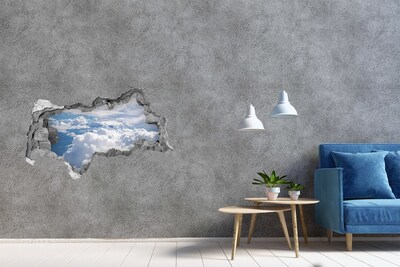 Zelfklevende 3D wandsticker illusie Wolken aan de hemel