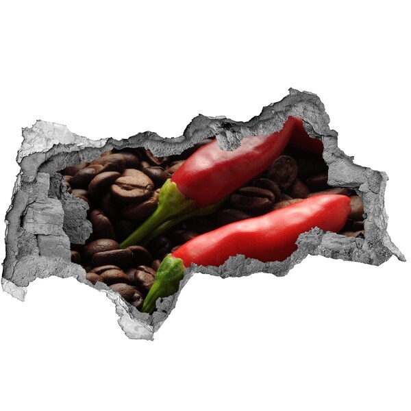 Naklejka 3D dziura na ścianę Ostry smak kawy i chili