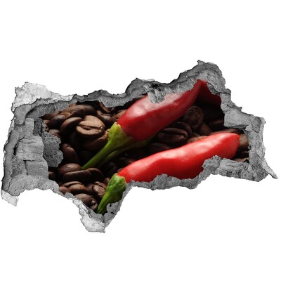 Naklejka 3D dziura na ścianę Ostry smak kawy i chili