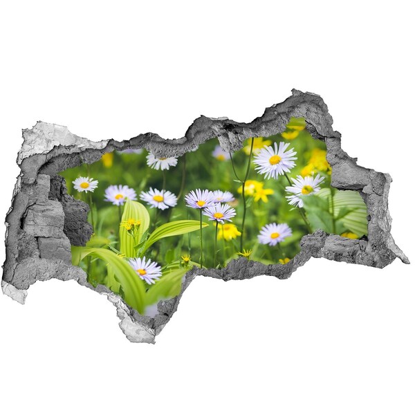 Zelfklevende 3D wandsticker illusie Een bloemenparadijs achter de muur.