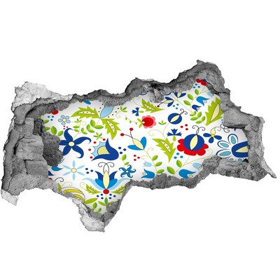 3D sticker gat in stenen muur Bloemenpatroon op een betonnen achtergrond