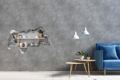 3D sticker gat in stenen muur Keuken in loftstijl
