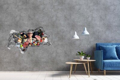 Zelfklevende 3D wandsticker illusie Keukengekte