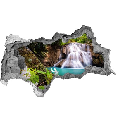 3D sticker gat in stenen muur Waterval in de jungle