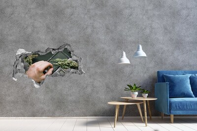 3D muursticker gescheurde muur Gewicht met marihuana