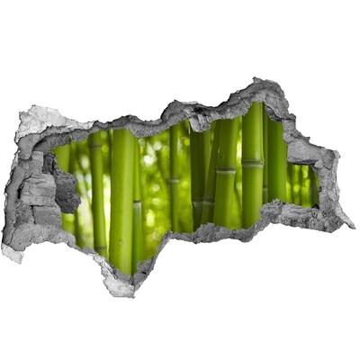 3D sticker gat in stenen muur Groene bamboebos