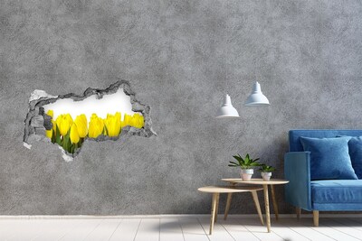 Zelfklevende 3D wandsticker illusie Tulpen in een gat in de muur