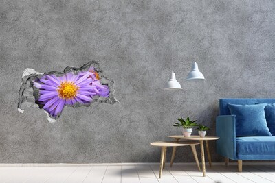 3D muursticker gescheurde muur Bloem in beton