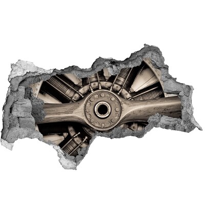 Foto zdjęcie dziura na ścianę Silnik samolotu w uszkodzonej ścianie