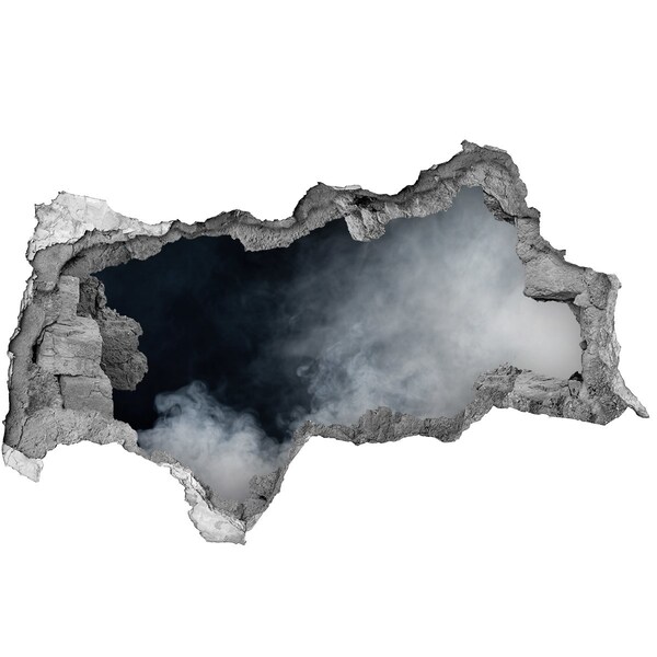 Samoprzylepna dziura na ścianę Złamana ściana z widokiem na chmurę