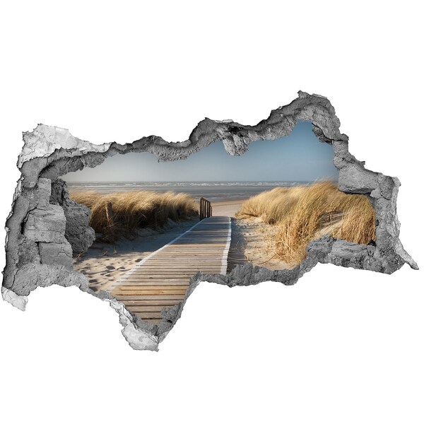 Dziura 3d w ścianie naklejka Drogowskaz do plaży