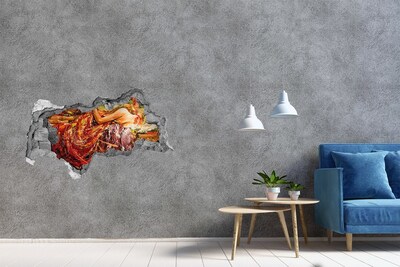 3D muursticker gescheurde muur De onderwaterwereld van kleuren