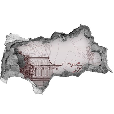 Dziura 3d fototapeta naklejka Zanurzenie w azjatyckiej architekturze