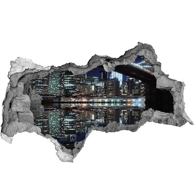 Wandsticker 3D doorkijk Nachtpanorama van de stad