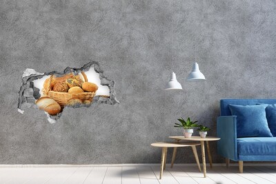 Zelfklevende 3D wandsticker illusie Een mand met vers brood