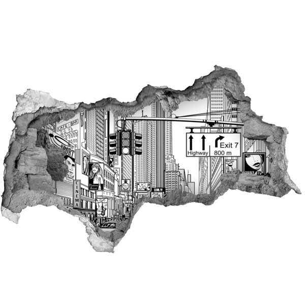 Fototapeta dziura na ścianę 3d Nowojorskie ulice