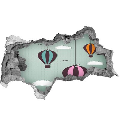 3D sticker gat in stenen muur Ballonnen in de lucht